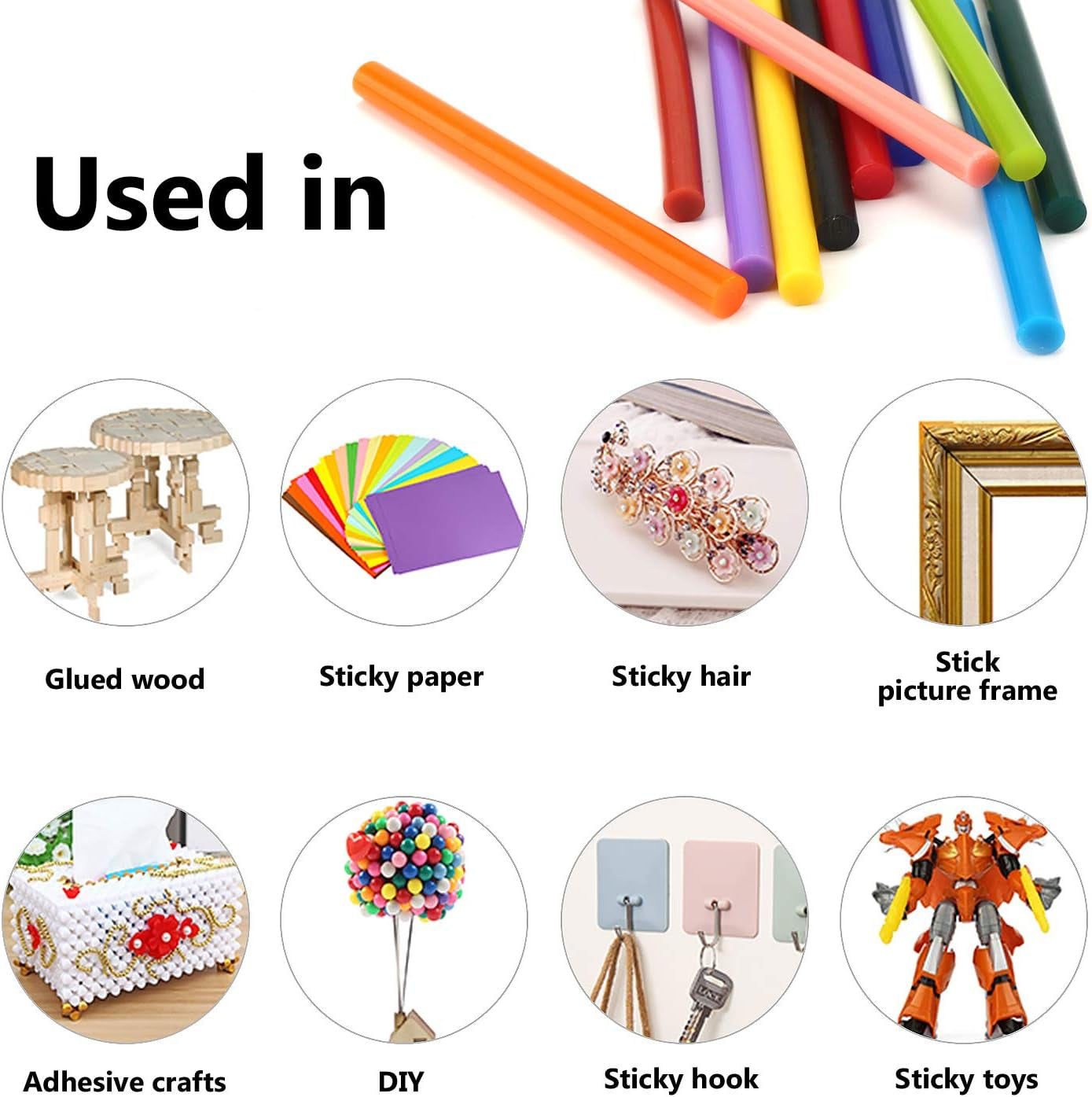 120PCS Colored Mini Hot Glue Sticks - 0.28X3.9" Hot Melt Glue Sticks, Multipurpose for Art & Craft Project, Home Decoration, General Repair, Bonding, Sealing, 12 Colors