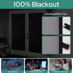 100% Blackout French Door Curtains, Privacy Door Curtains for Window, 26 X 40 Inch Room Darkening Blinds, Thermal Insulated Window Shades for Bedroom, 1 Panel, Light Grey