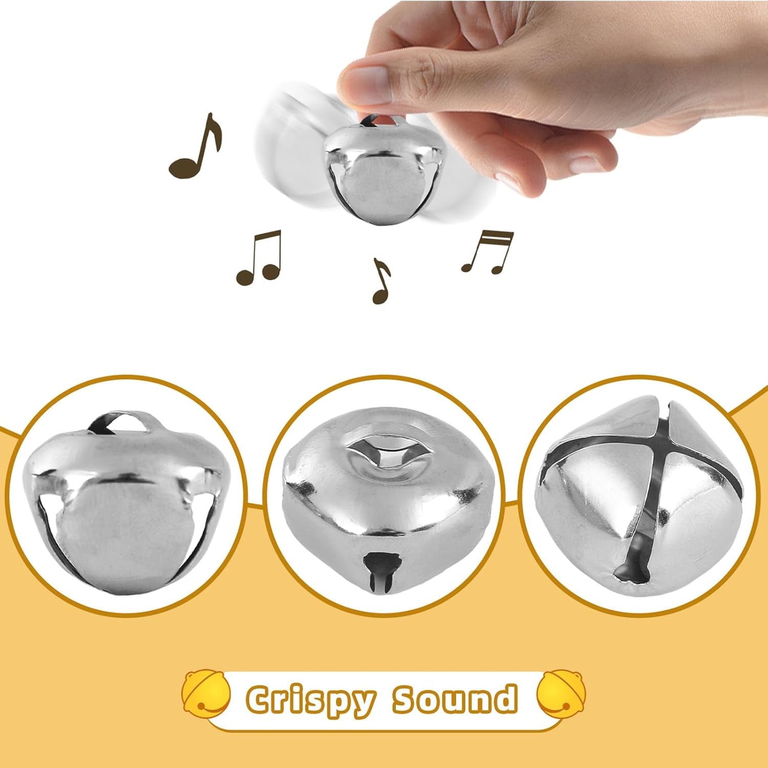 250PCS Jingle Bells Bulk, Assorted Sizes Craft Bells for Crafts DIY Projects Home Decor, Silver