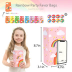 24PCS Rainbow Party Favor Bags, Small Gift Bags with Stickers for Birthday, Baby Shower, Party Supplies