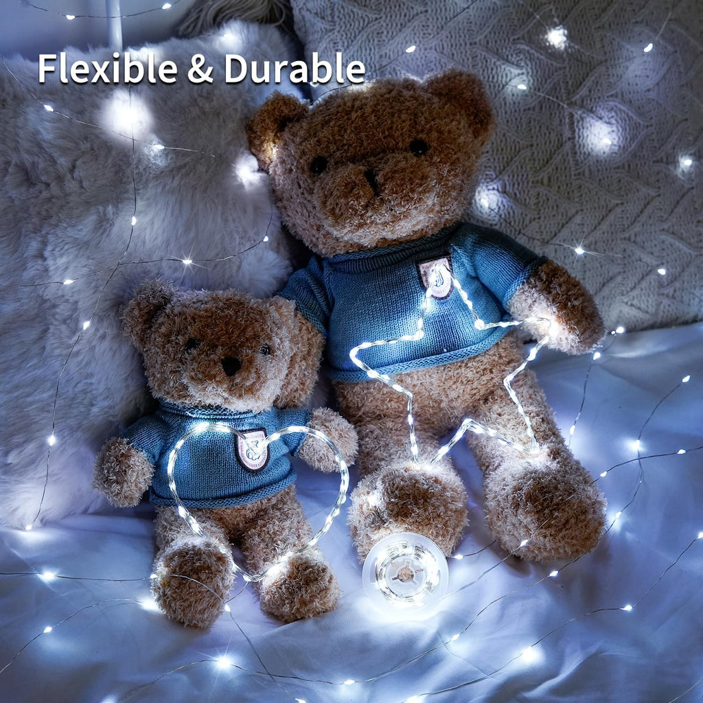 2 Pack White Fairy Lights Battery Operated, Total 200 LED 66Ft Twinkle Lights with Remote, 8 Mode White String Lights for Bedroom Ceiling Centerpiece Tree Indoor Outdoor Decor