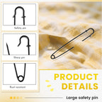 20 Pcs 5 Inch Safety Pins Heavy Duty, Black Jumbo Safety Pins Bulk, Extra Large, Oversized for Thick Fabric, Clothes, Sewing, Bags, Diaper, Blankets, Decorations