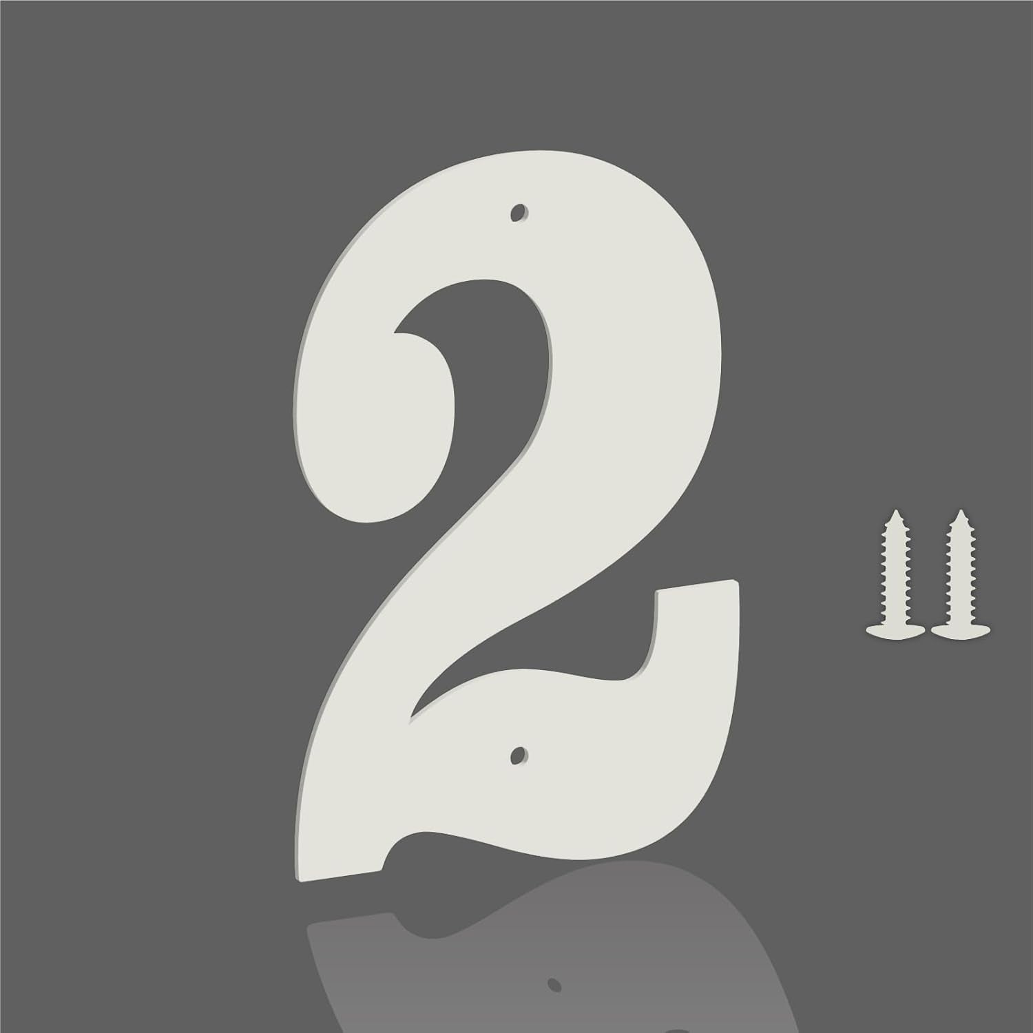 3" 4" 5" 6" 8" 10" White House Numbers, Modern Metal Address Letters and Numbers for outside Signs, Outdoor Mailbox Numbers, for Door, Apartment, Office, Home Use (5", 2)