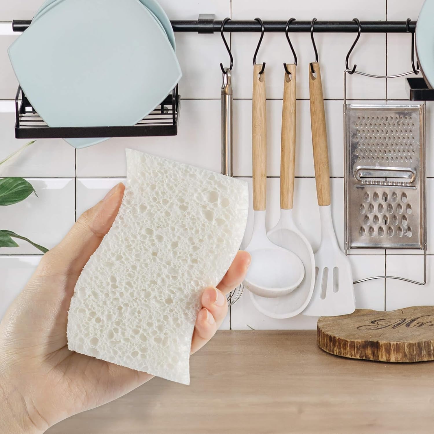 10PCS Natural Sponges for Dishes - Biodegradable Sponges Kitchen Eco Friendly Dish Sponge Non-Scratch Sponges for Cleaning Kitchen