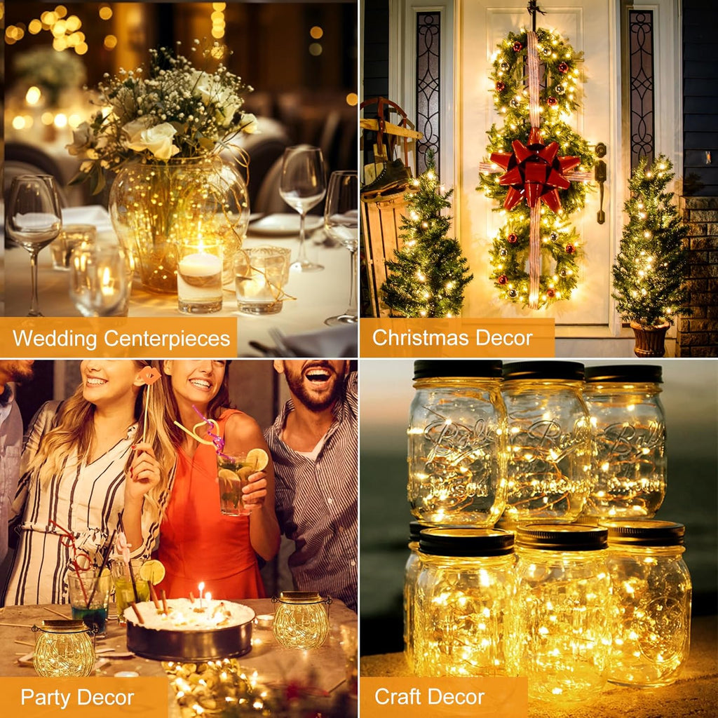 3 Pack Fairy Lights Battery Operated 3 Modes, 7Ft 20 Led Mini Twinkle Lights, Waterproof Firefly String Lights Bulk Small Silver Wire for Christmas Mason Jars Crafts Wedding Table Centerpiece