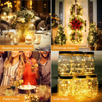 3 Pack Fairy Lights Battery Operated 3 Modes, 7Ft 20 Led Mini Twinkle Lights, Waterproof Firefly String Lights Bulk Small Silver Wire for Christmas Mason Jars Crafts Wedding Table Centerpiece