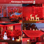200 LED Red Christmas Net Lights, 9.8Ft X 6.6Ft Connectable Christmas Bush Lights with Remote, 8 Modes Plug in Net Light Outdoor Mesh Light Waterproof for Tree, Yard, Fence Decoration