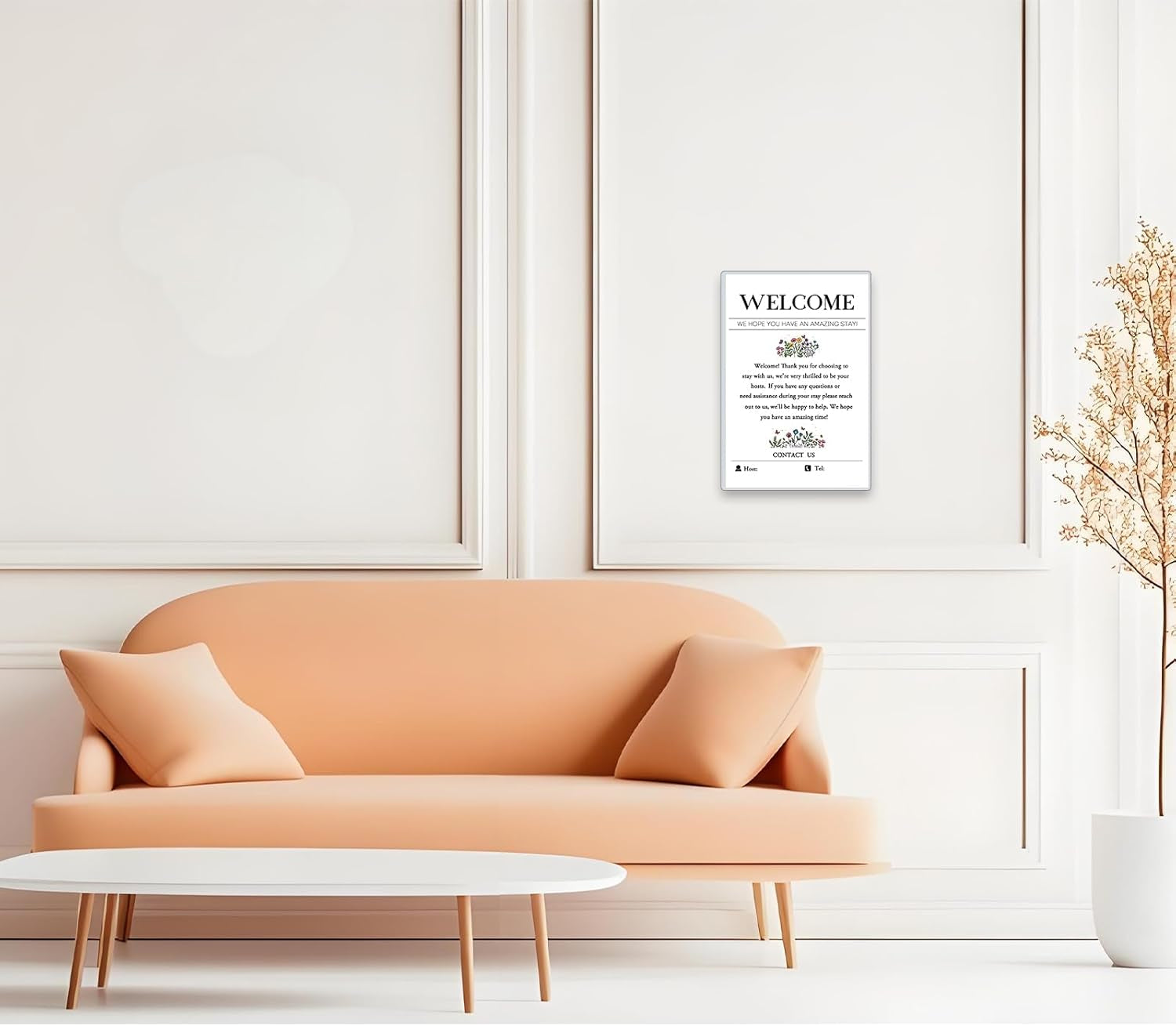 2 Pack Welcome Sign for Air Bnb Hosts, Feedback Supplies for Vacation Rental Guest Rooms, Air Bnb Essential VRBO Short-Term Rentals Executive Suites, Hotels(4" X 6")