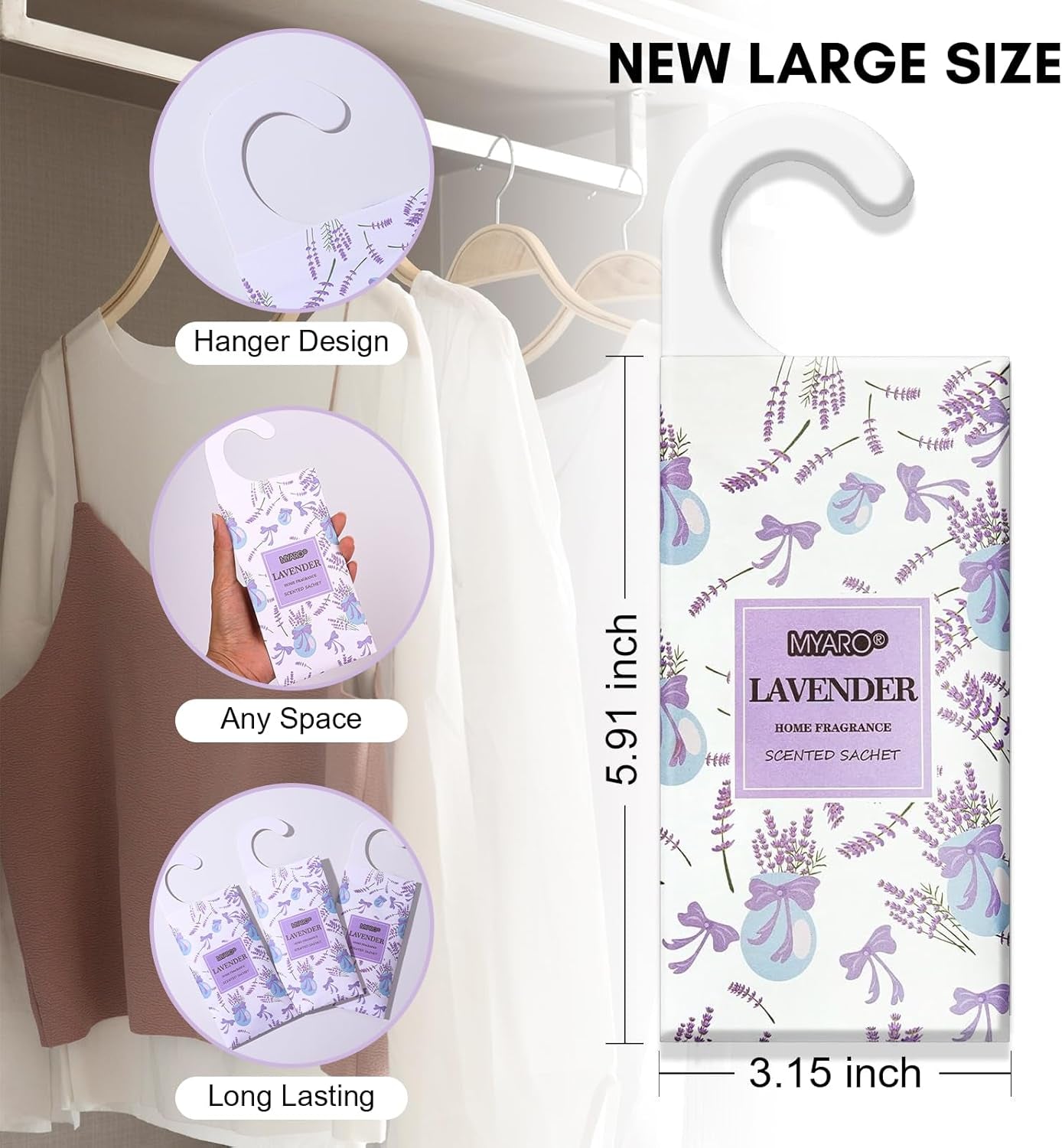 12 Packs Lavender Hanging Closet Air Freshener Long Lasting Drawer Deodorizer Smell Good Potpourri Scented Sachet for Home House