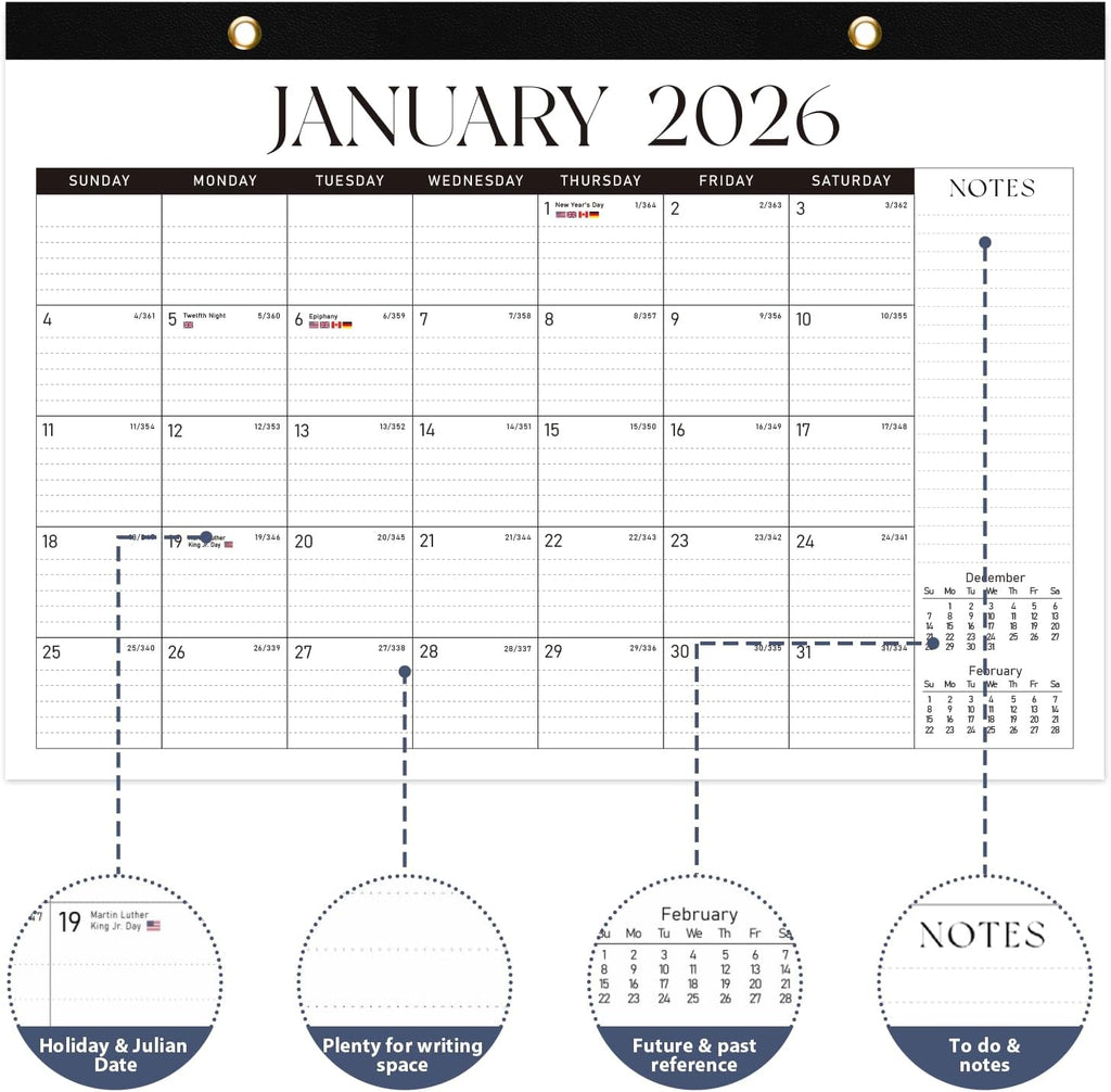 2026 Desk Calendar, Large Desktop/Wall Monthly Calendar (Jan. 2026 - Jun. 2027) 17'' X 12'' Personal Desk Planner for Teacher Family School Office Supplies