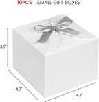 10PCS Gift Boxes with Ribbon, Small White Candy Box Paper Treat Boxes for Wedding Cookie Chocolates Small Gifts