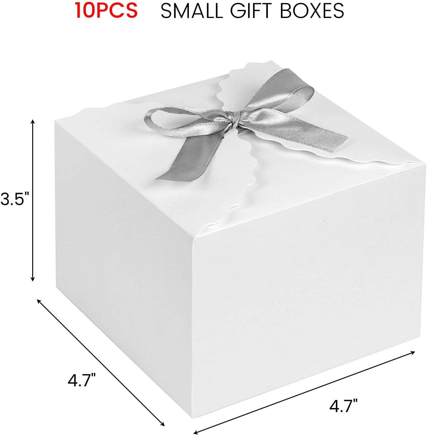 10PCS Gift Boxes with Ribbon, Small White Candy Box Paper Treat Boxes for Wedding Cookie Chocolates Small Gifts