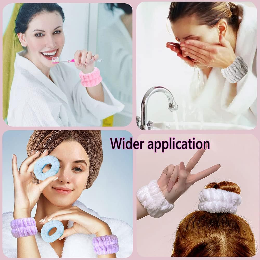 10 Pack Wrist Towels for Washing Face to Prevent the Water Drop down from Arm,Microfiber Face Washing Wristbands（Pink,Blue,Gray,Purple,White