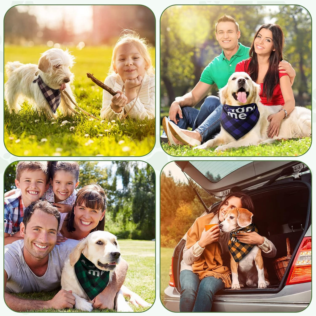 16 Pcs 2 Size Adopt Me Dog Bandanas Bulk Plaid Reversible Triangle Bibs Printing Pet Scarf Bibs Adoption Event Celebration Accessories for Christmas Small Medium Large Shelter Animals