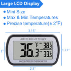 2 Pack Refrigerator Fridge Thermometer Digital Freezer Room Thermometer Waterproof Large LCD Display Max/Min Record Function-Black