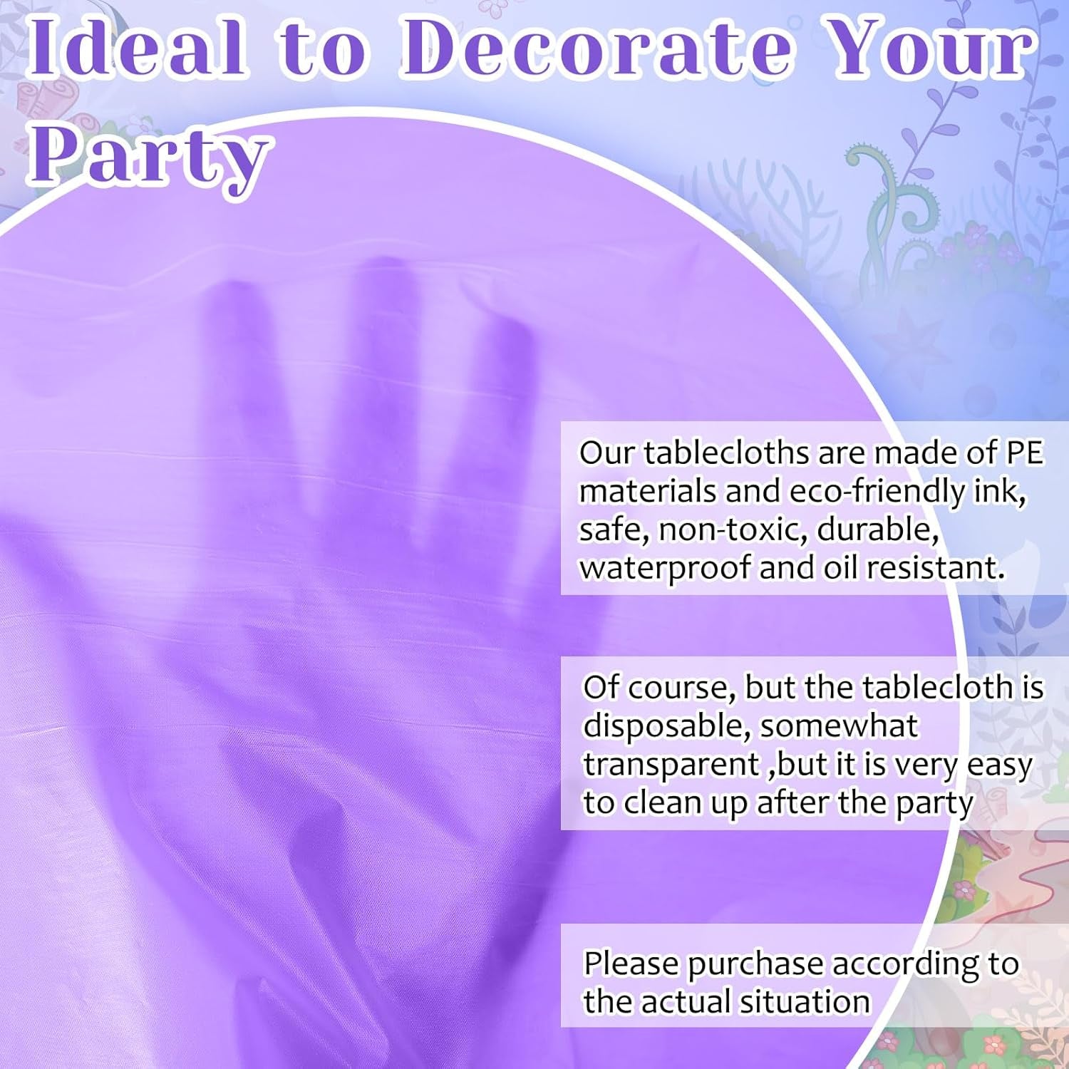 12 Pcs Mermaid Tablecloth 54" X 108" Disposable Blue Purple Princess Tablecloths Plastic Tablecloth Colorful Rectangle Table for Girl Birthday, Baby Shower, Ocean Theme and Wedding Party Decor