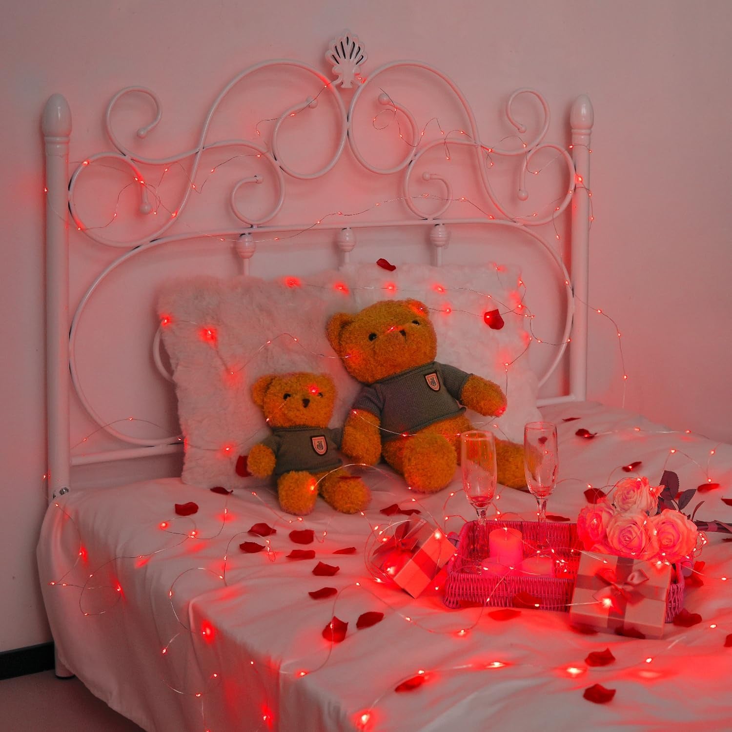 200 LED Red Fairy Lights, 66 Ft 8 Modes Red Christmas Lights Indoor Plug in with Wheel, Remote Control Twinkle String Light Outdoor for Christmas Decor