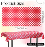 1 Piece Red Polka Dot Rectangle Tablecloth - 54X72“ Decorative & Stain Resistant Table Cloth with Polka Dot Pattern, Table Cover for Dining Table, Buffet, Wedding, Camping, Party & Wedding