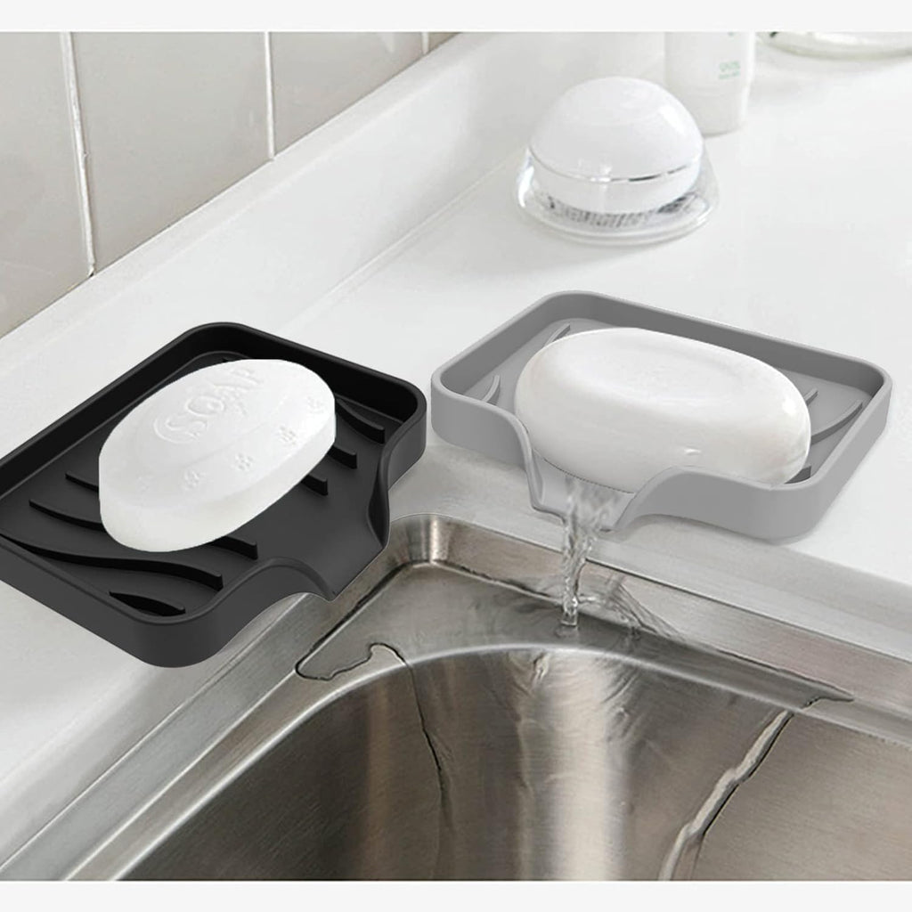 3 Pack Bar Soap Holder, Soap Dish for Shower, Easy to Clean, Soft Silicone Soap Holder, Self Draining Waterfall Soap Holder/Tray/Saver for Bathroom, Kitchen, Bathtub, Keep Soap Dry, Extend Soap Life