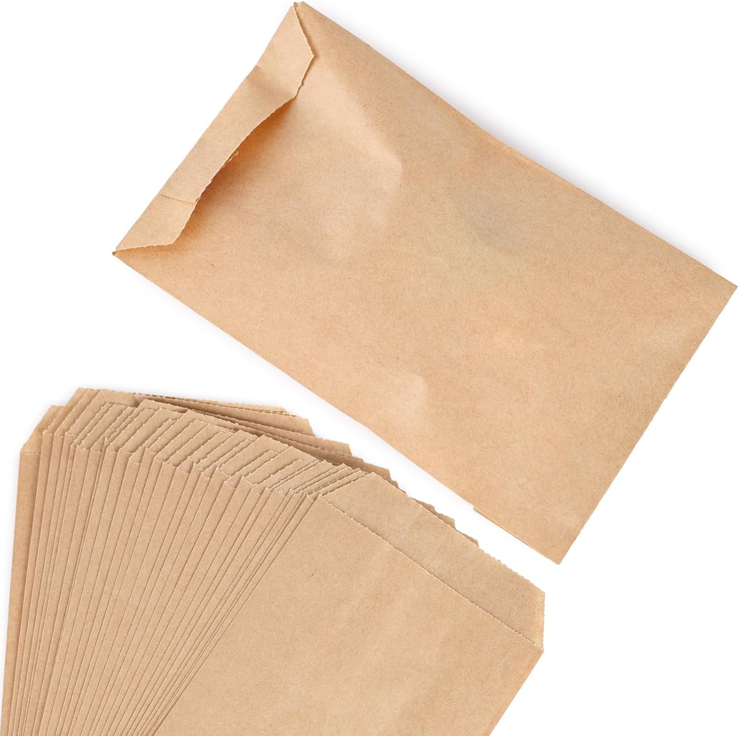 120 Pack Small Brown Kraft Paper Bags, 3 X 5 Inches Greaseproof Treat Bags Flat Envelopes for Snacks Cookies