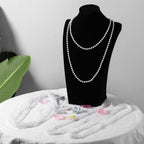 24 Faux Pearl Necklaces 6Mm White Beaded, 33 Inch Bulk Long Pearls Strand Costume Jewelry Flapper Bead Accessories Tea Party Favor Wedding Decoration