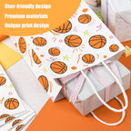 24 Pack Gift Bags, 5.5" X 2.8" X 8" Basketball Party Favor Bags with Handles for Sports Themed Party Girls Boys Birthday Decoration