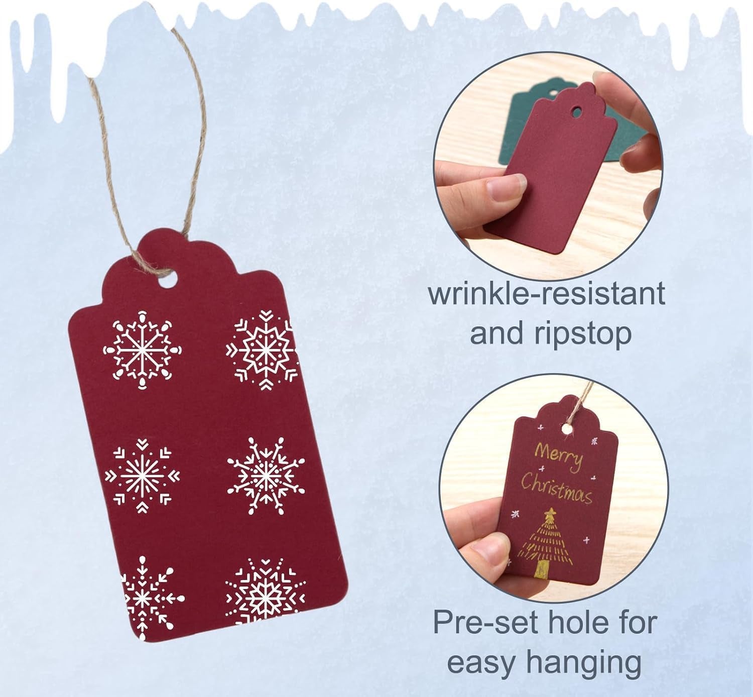 150PCS Christmas Gift Tags 1.6X2.8 Inch Christmas Name Tags with String Small Red Green Paper Gift Santa Labels for Holiday Party Decorations Presents