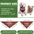 16 Pcs 2 Size Adopt Me Dog Bandanas Bulk Plaid Reversible Triangle Bibs Printing Pet Scarf Bibs Adoption Event Celebration Accessories for Christmas Small Medium Large Shelter Animals
