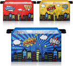3 Pack Comic Book Storage Hero Themed Basket Large Gifts for Laundry Hamper Basket for Kids Room Nursery Collapsible Toy Clothes Storage Collection Bin(City,Rectangle)