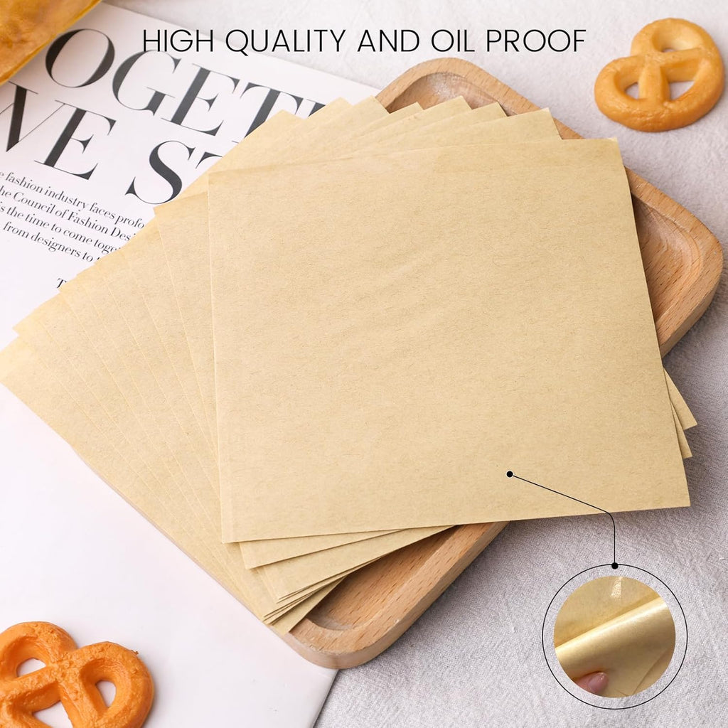 200 Pcs Double Open Pretzel Bags, 5" X 5" Grease-Resistant Brown Sandwich Paper Bags Paper for Oily Snack Pretzels Cookies