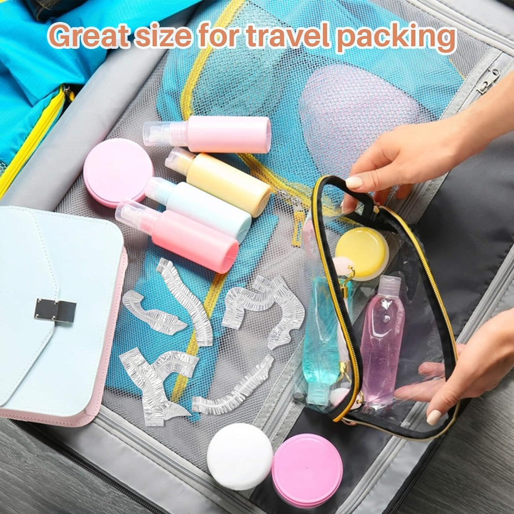 100 Disposable Shower Caps Unisex - Large Plastic Hair Caps for Deep Conditioning Shower Cap Reusable Waterproof for Women Men Hair Treatment Bath Cap for Long Hair Travel Essentials