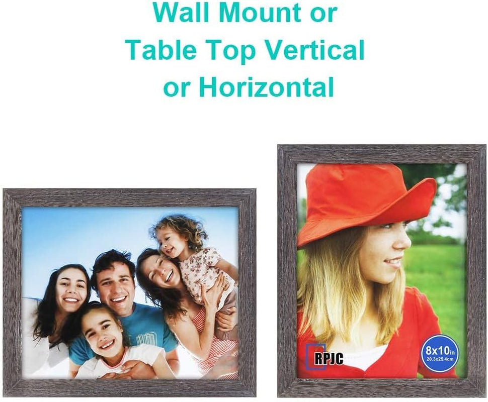 2 Pcs Sets Solid Wood Picture Frame Display Photo 5X7 Inch Black and 8X10 Inch Driftwood Finish