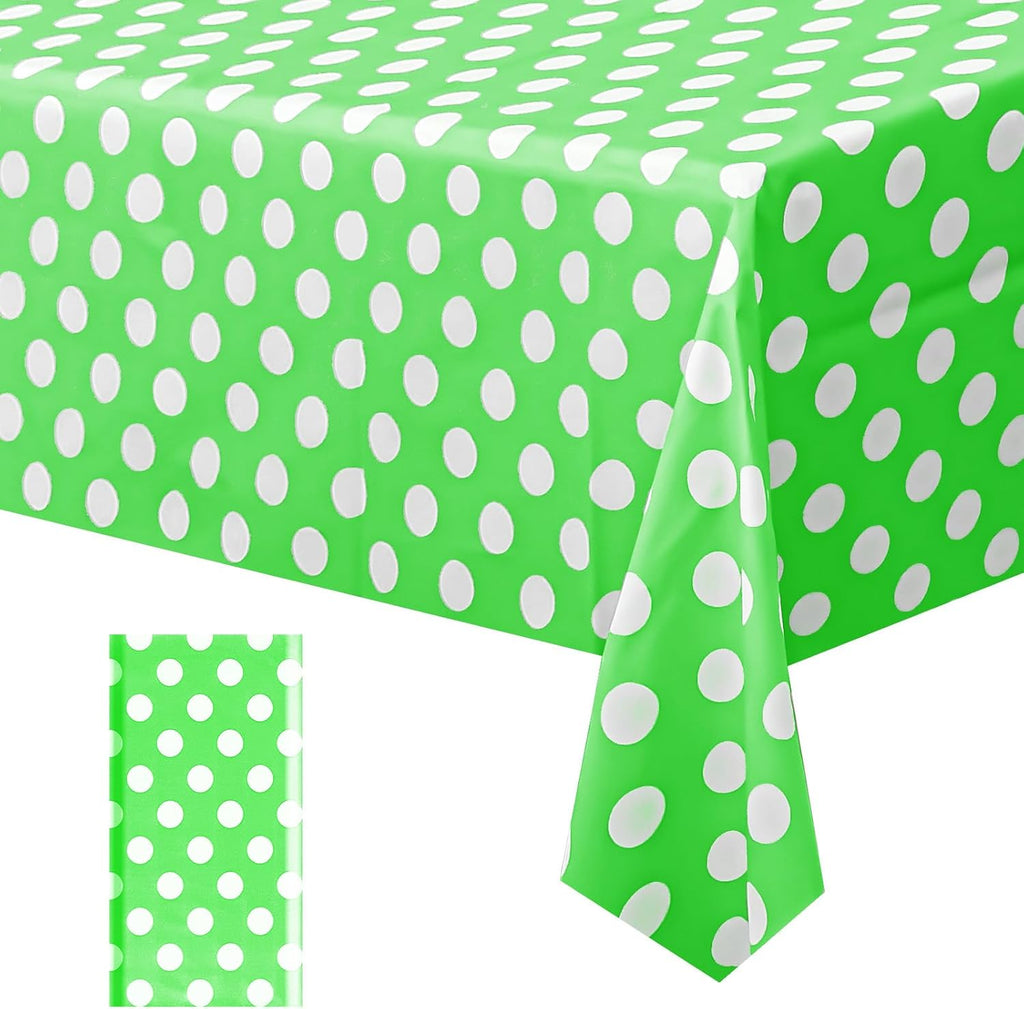 1 Piece Lime Green Polka Dot Rectangle Tablecloth - 54X72“ Decorative & Stain Resistant Table Cloth with Polka Dot Pattern, Table Cover for Dining Table, Buffet, Wedding, Camping, Party & Wedding