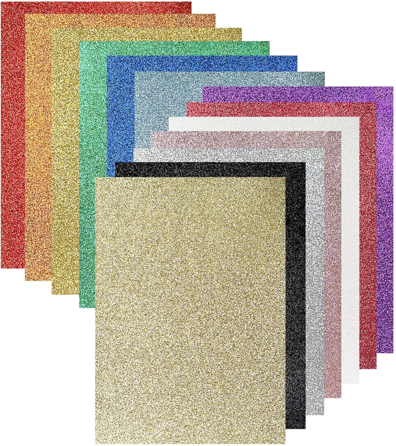 13Pcs Glitter Cardstock Paper - Glitter Cardstock Paper A4 Thick Colored Craft Halloween Christmas Valentines Gift Box Wrapping DIY Wedding Birthday Party Sparkle Decor Scrapbook 13 Colors 250GSM