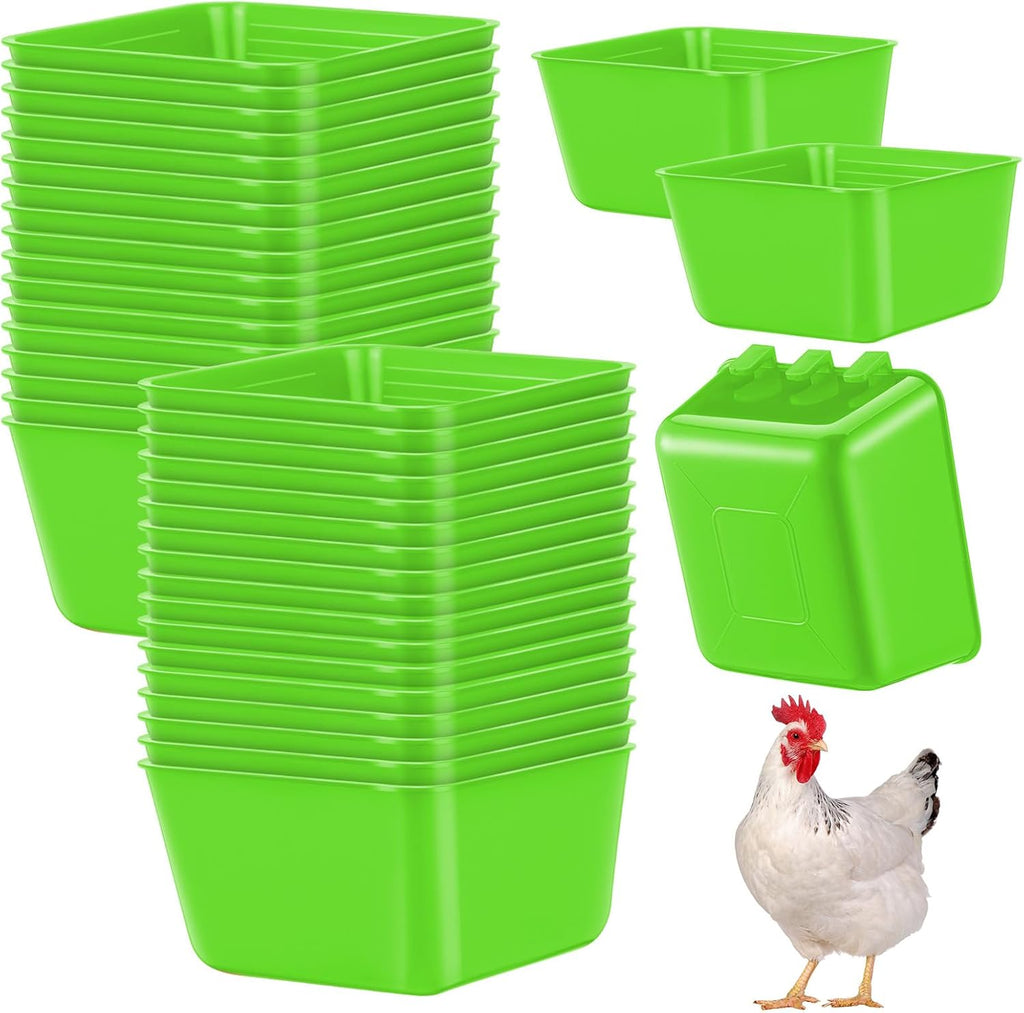 20 Pcs Cage Cups Chicken Feeder Waterer 16 Oz Birds Feeders Hanging Bunny Cage Chicken Water Bowl for Pet Parrot Rooster Parakeet Gamefowl Poultry Pigeon Wire Hutch(Green)