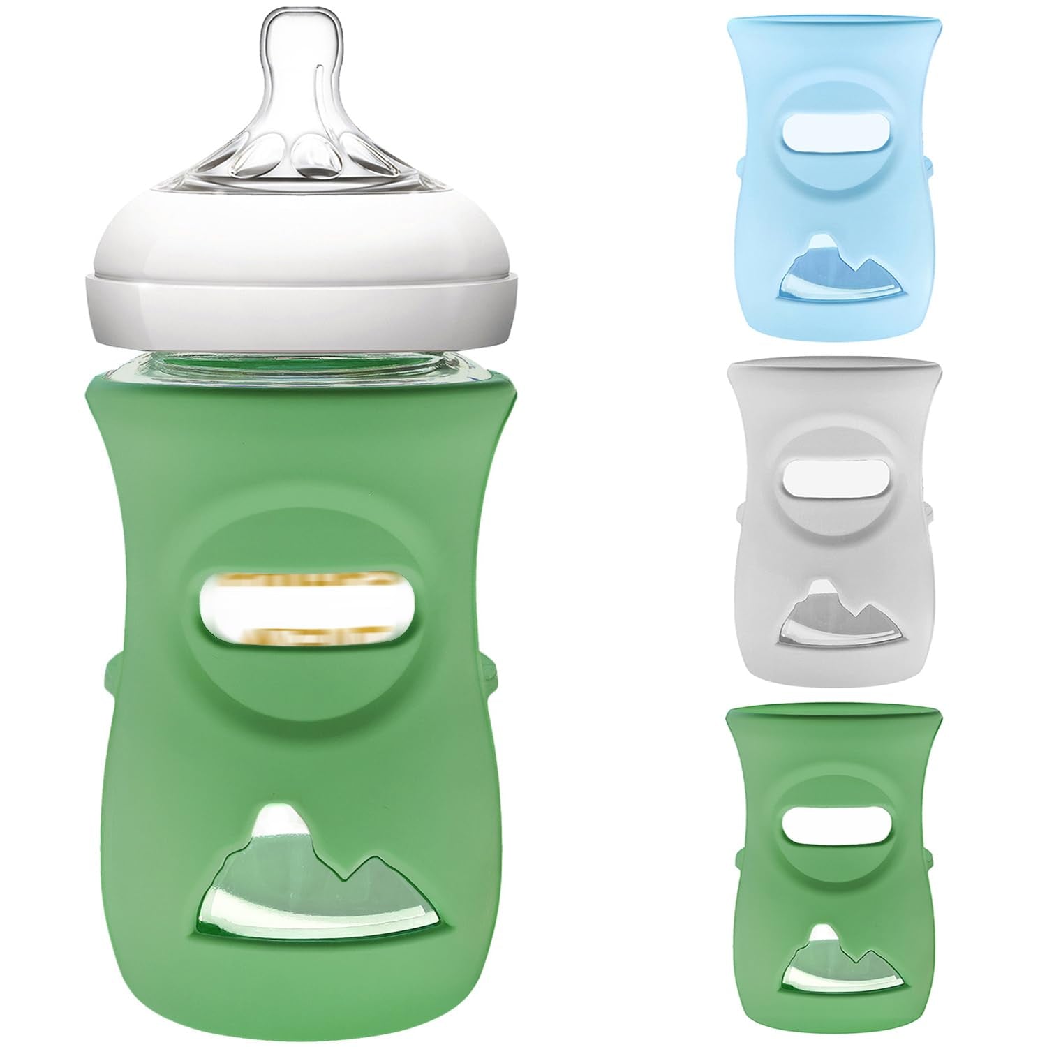 3 Pack Silicone Sleeve for Philips Avent Glass Bottle - Shatter Proof Natural Silicone Bottle Sleeve for anti Colic Baby Bottles 8 Oz & 4 Oz - anti Flow Sleeve for Infant Bottles