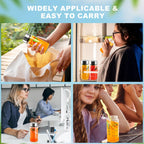 12 Oz Glass Bottles with Lids, 4 Pack Glass Juice Bottles, Reusable Water Bottle for Juicing, Stainless Steel Lids Juicer Bottles, Leakproof, BPA Free