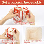 18 Popcorn Boxes Easy Assembly - 46Oz Square Popcorn Bowls Square Buckets Containers Tub Paper Cups Holders Disposable Halloween Carnival Christmas Movie Night Party Individual Servings