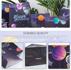 24 Pack Party Favor Bags with Stickers, 4.7" X 3.1" X 8.7" Outer Space Theme Goodie Treat Bags Bulk for Kids Birthday School Events Gift Packaging Supplies