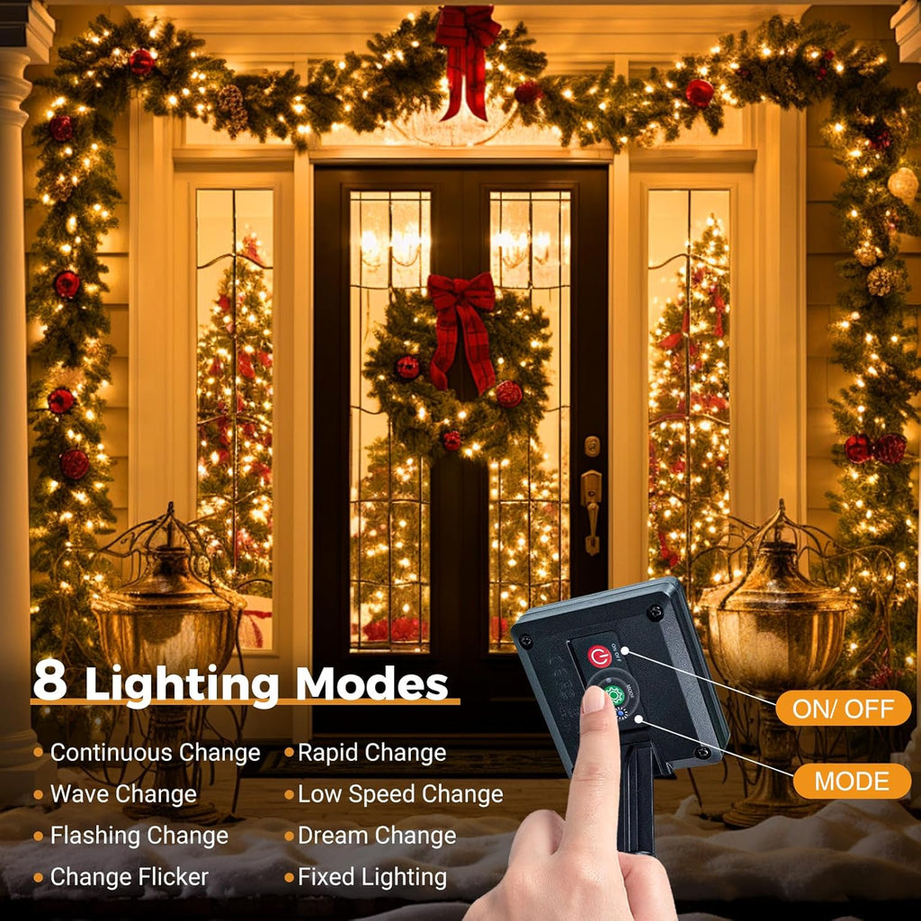 1 Pack Solar Christmas Lights Outdoor, 45Ft 120LED Solar String Lights outside Waterproof, 8 Modes Twinkle Tree Light Solar Powered for Xmas Garden Patio Yard Party Wedding Decor, Warm White