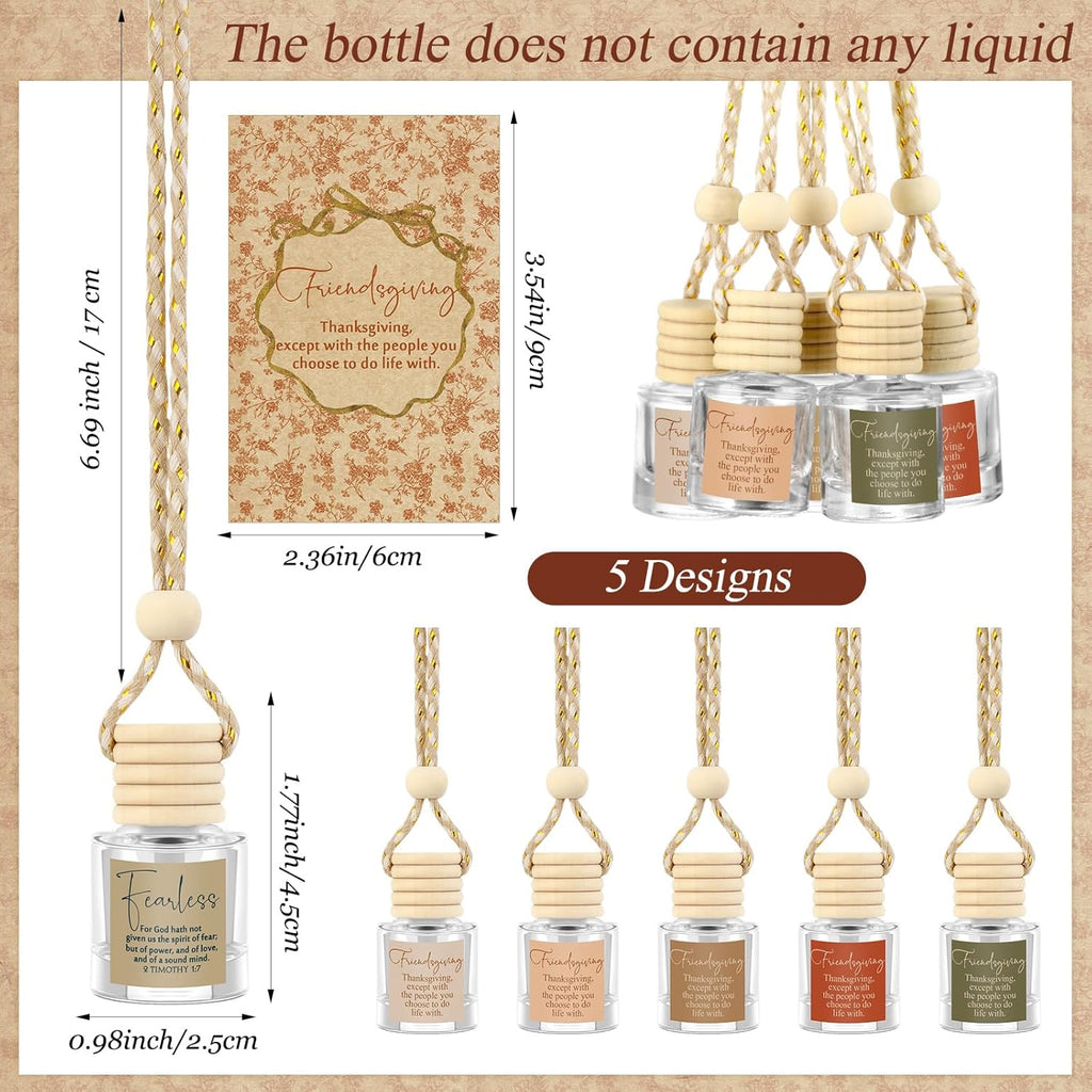 10 Set Friendsgiving Gifts Party Favor Thanksgiving Christmas Hanging Empty Car Air Fresheners Diffuser Bottle 8Ml Bulk for Essential Oil Coworker Office Employee Appreciation Gift