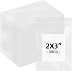 1000 PCS Small Plastic Bags, 2X3 Inch Mini Zip Baggies Resealable Little Poly Bag for Jewelry Pills Diamond