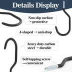 10 Heavy Duty Wall Mount Storage J Hooks - Bicycle & Ladder Hangers, Garden Yard Tools Organizer