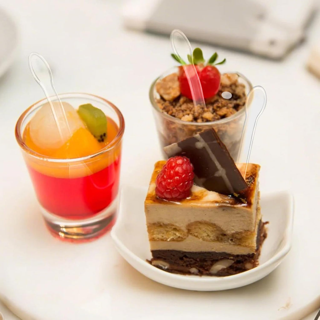 1000 Pcs Mini Clear Dessert Spoons Bulk Disposable Plastic Appetizer Spoons for Miniature Dessert Cups Sampling Summer Tasting Party Small Catering Supplies,3.9 × 0.9 Inch