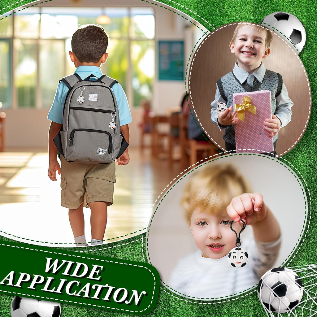 24 Pack Sport Party Favors Sport Ball Keychain Bulk, PVC Mini Soccer Keychains Lightweight Sports Party Back to School Reward Team Gifts Birthday for Sports Lover