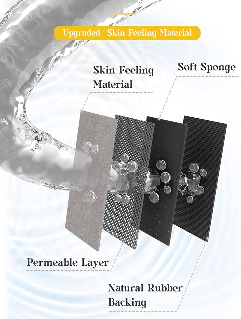 -Bath Mat-Rubber Backing Non Slipthin Bathroom Rugs Fit under Door- Quick Dry Absorbent Faux Suede Surface Grey Bathroom Floor Mats-Shower Rug for in Front of Bathtub Shower Gray 16X24