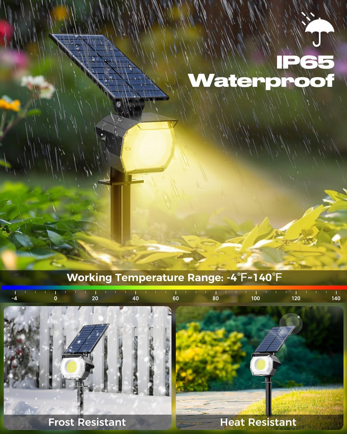 2 Pack Solar Spot Lights Outdoor Waterproof IP65, 52 LED Landscape Lights 3 Lighting Modes, Spotlights Outdoor for outside Yard Garden Tree (Warm White)