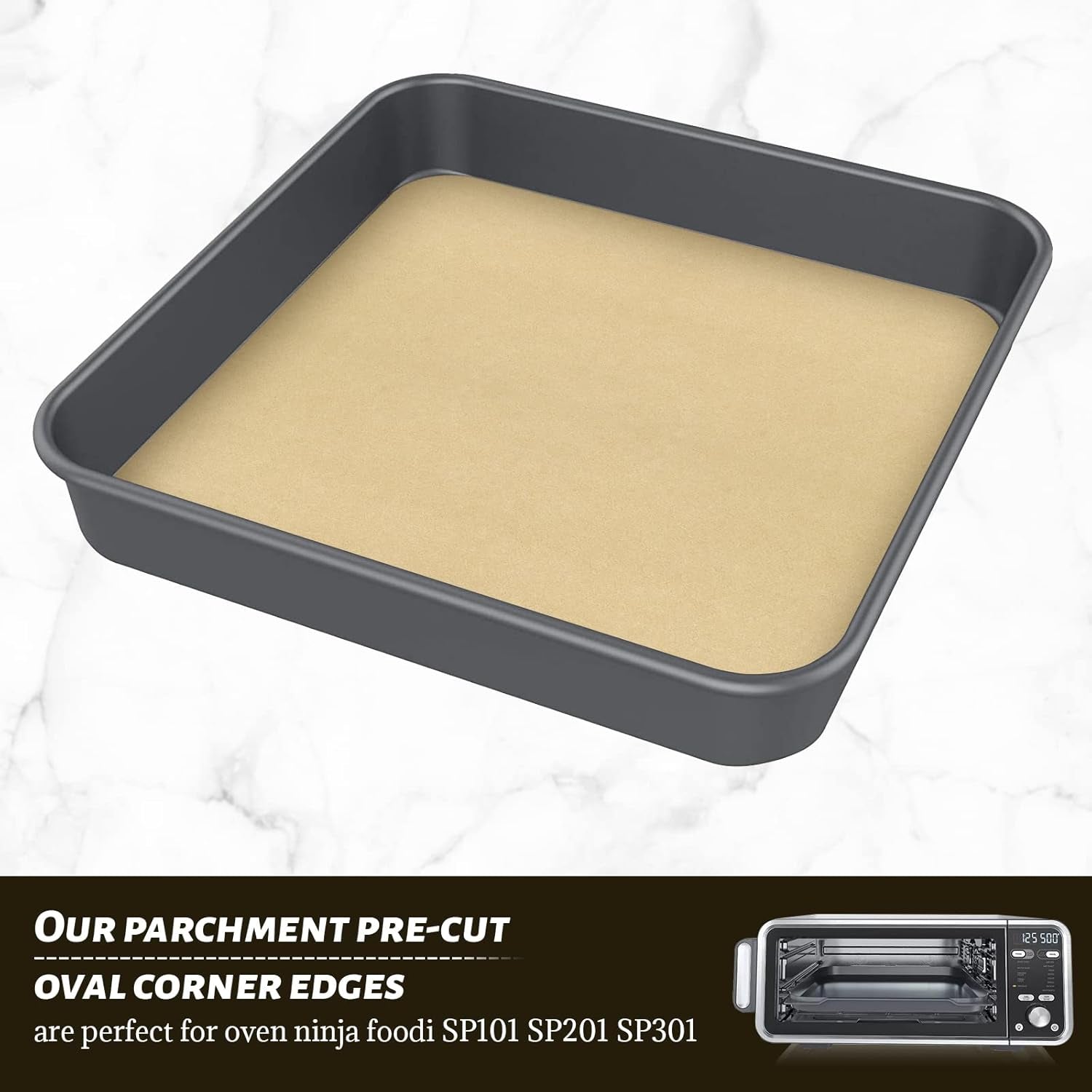 12 Inch 100 Sheets Air Fryer Parchment Paper Squares and 3 PCS Non-Stick Reusable Toaster Oven Mat, for Ninja Foodi Flip SP101/SP201/SP301/SP351, Cuisinart Toaster Oven, Microwave