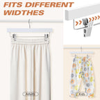 10 Pack Wooden Pants Hangers with Adjustable Clips, 360°Swivel Hook Space Saving Skirt Holders with Anti-Rust Clips for Trousers, Jeans, Shorts (White)