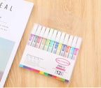 12Pcs Doodle Dazzlingly Markers, Outline Metallic Markers Double Line Pens Permanent Markers Pens for Art, Drawing, Greeting Cards,Rock Painting, Kid Journal, Metal, Wood Ceramic, Glass